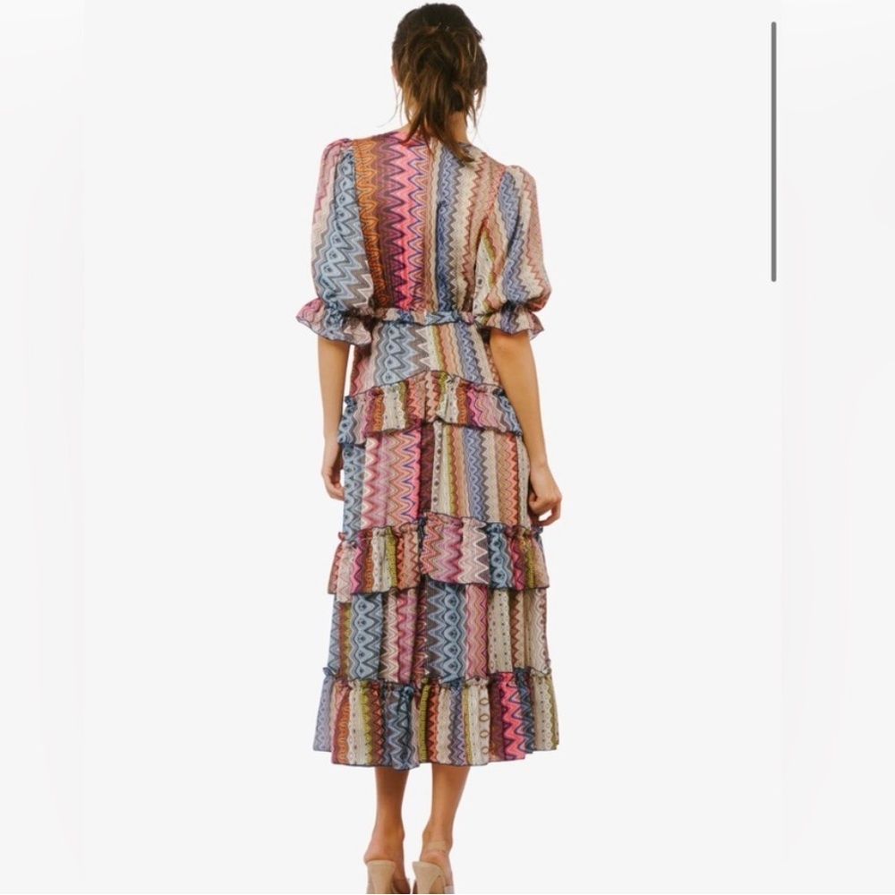 CIEBON Madelyn Stripe Tiered Midi Dress | Boho | Resort, Worn Once, Size Medium - Picture 2 of 4